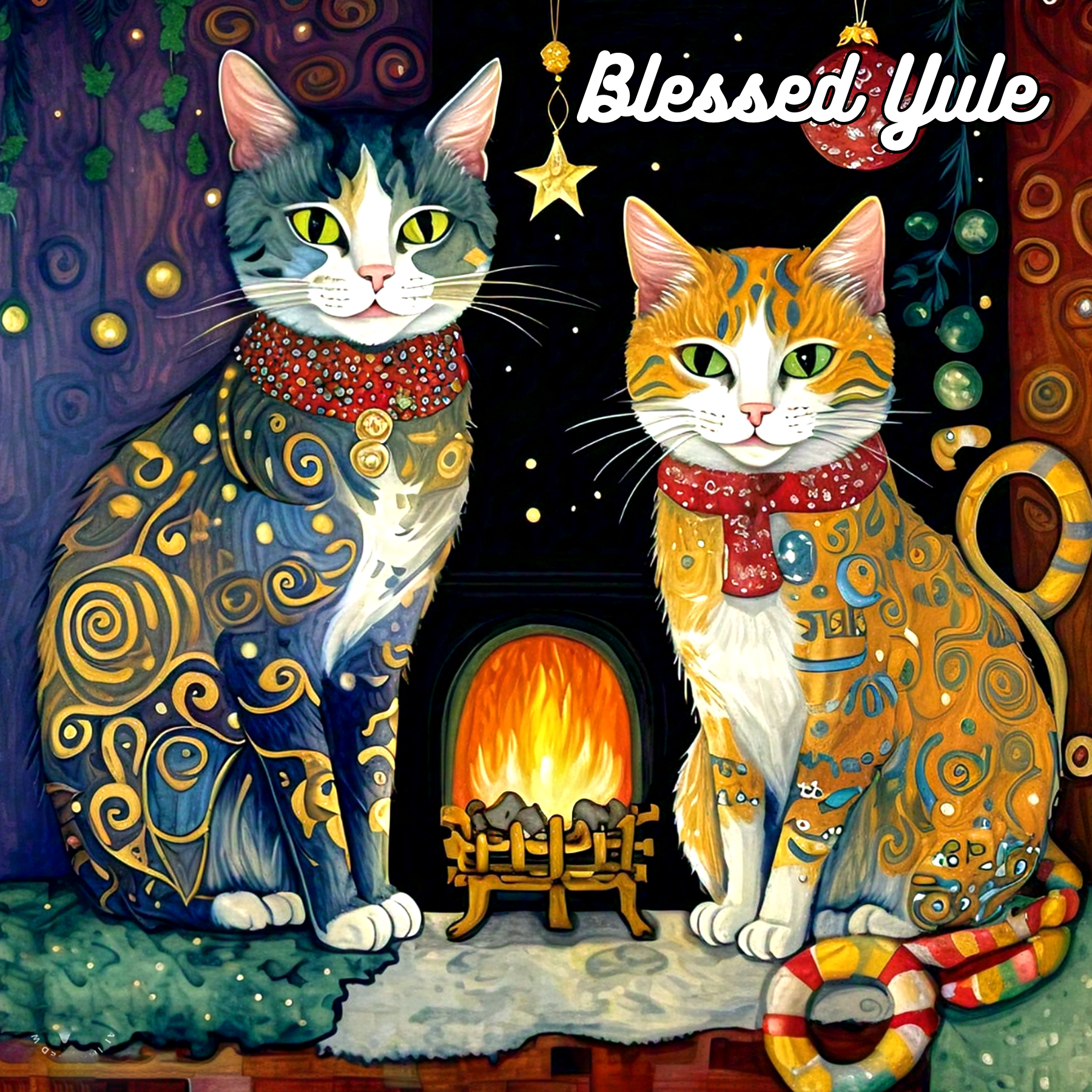 Blessed Yule Cat Card Set - Image 2