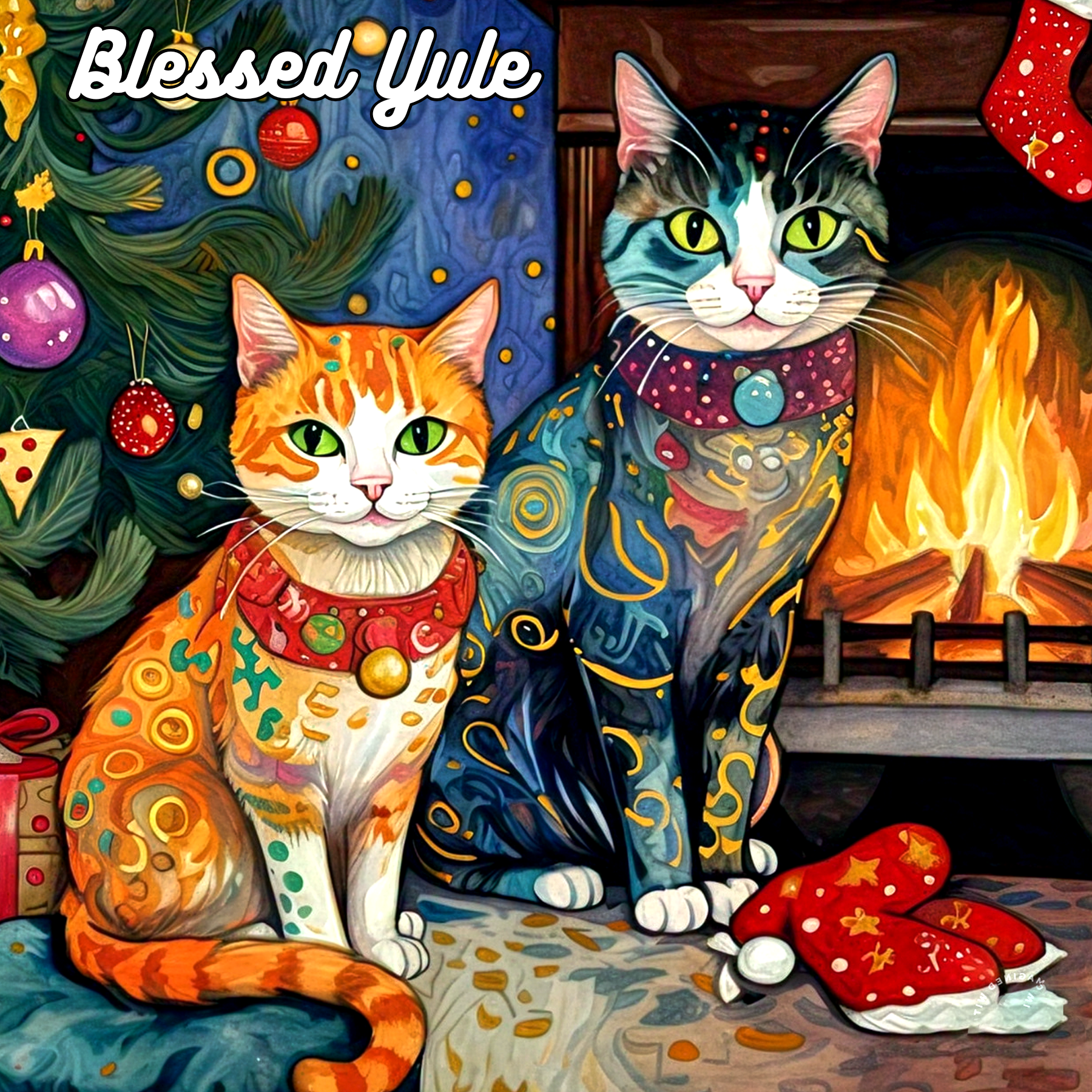 Blessed Yule Cat Card Set - Image 4